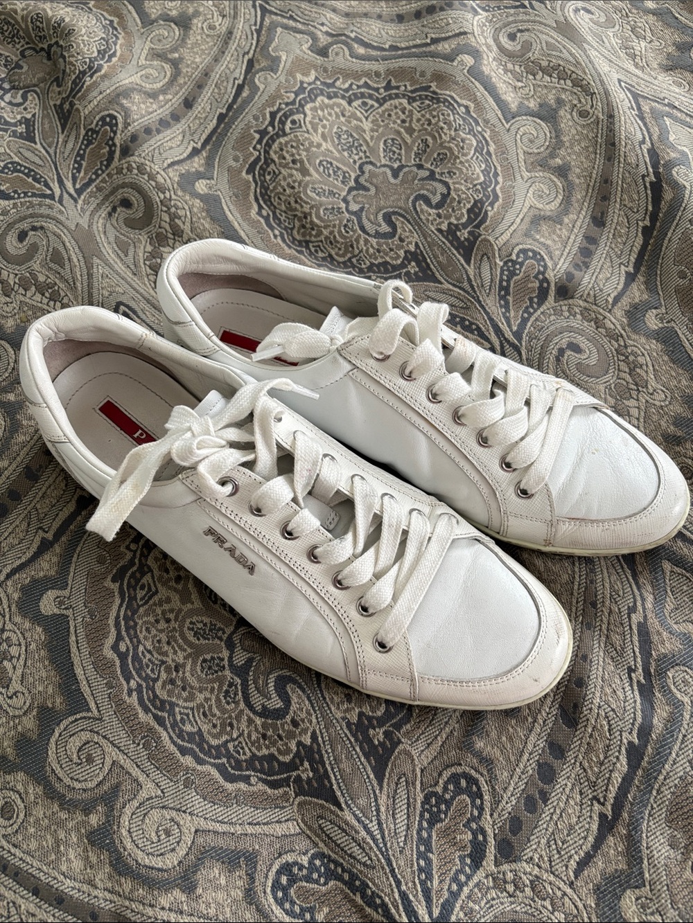 Prada White Leather Men’s Low-Top Sneakers